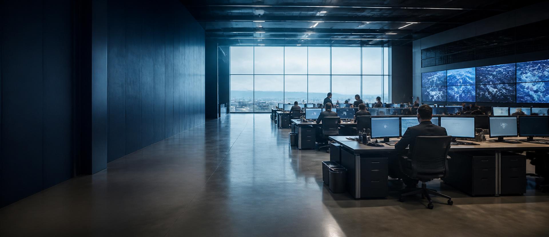 An operations floor at work, seen across a daylit open plan